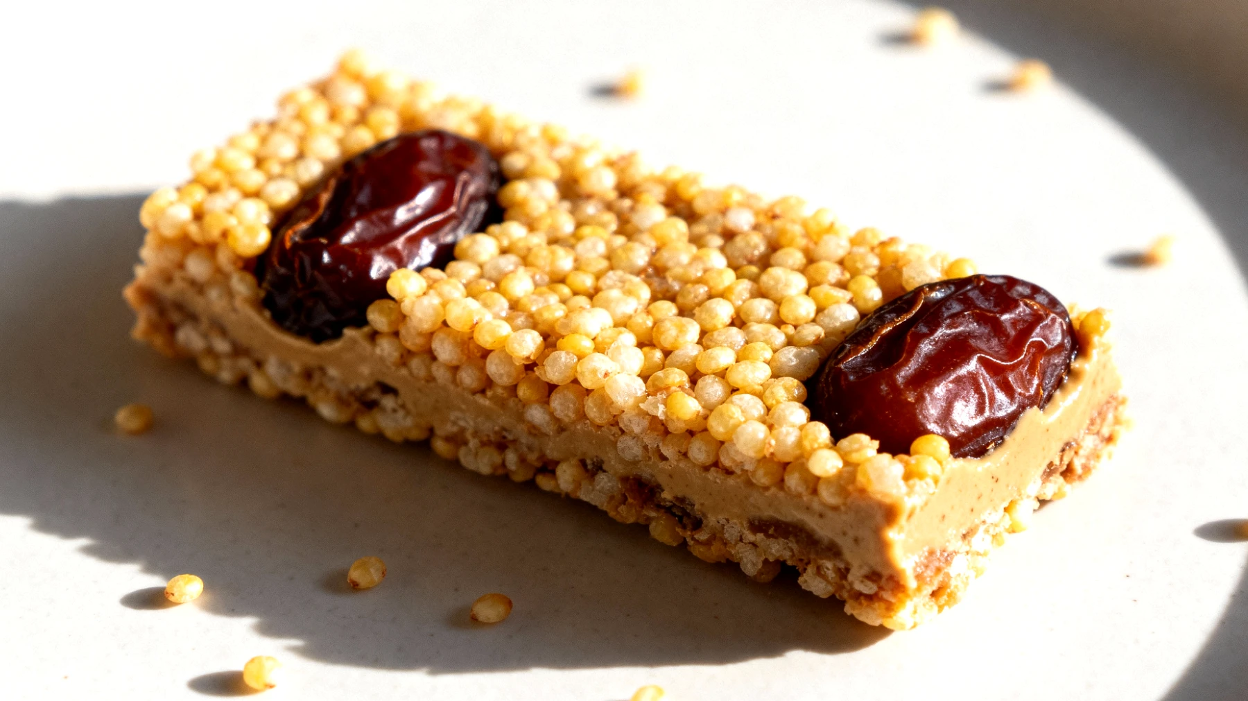 Barrette di miglio soffiato con tahini e datteri"